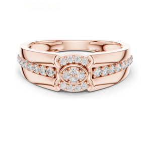 Impresionante Conjunto de Diamantes de Laboratorio Halo para Novia con Piedras Centrales Redondas Brillantes en Oro Blanco de 18k, Elegante Anillo de Compromiso - Product Image 2