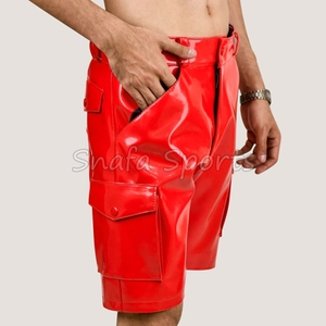 OEM Service Reasonable Price Leather Shorts For Men Latest Style Custom Design Streetwear Men Leather Shorts In Wholesale - Product Image 3