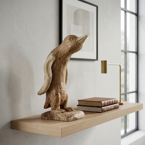 Pinguin Handcrafted Wooden Penguin Sculpture <b>Rustic</b> Animal Tabletop Decorative Artwork Home Decor Display Accent Natural <b>Wood</b> - Product Image 4