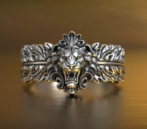 Anillo de Lujo de Plata de Ley 925 con Diseño de León Rugiente y Corona Real, Anillo Ancho Vintage para Hombre y Mujer, Joyería de Moda - Product Image 4