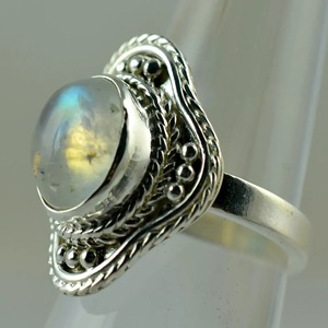 Rainbow Moonstone <b>Ring</b> 925 Sterling <b>Silver</b> Handmade <b>Statement</b> Promise <b>Ring</b> for Women Boho Oval June Birthstone Jewelry - Product Image 1