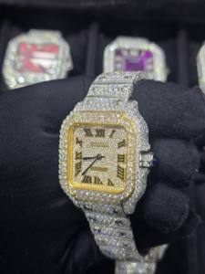 Reloj de pulsera mecánico automático para hombre, edición limitada con números romanos, de acero inoxidable, 16 mm, cuadrado, estilo hip hop de lujo con moissanita - Product Image 4