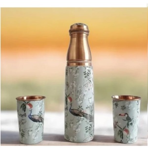 Botella de Cobre Puro con Diseño Clásico, Impresa con Esmalte, para Jugo de Limón y Almacenamiento de Bebidas - Product Image 3