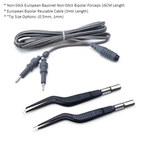Pinces bipolaires européennes à baïonnette antiadhésives réutilisables en acier inoxydable 16 cm avec câble de 3 mètres, pointes de 0,5 mm et 1 mm – Instruments chirurgicaux