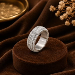 5 Row Micro Paved Moissanite <b>Ring</b> Iced Out Eternity Band Brass Hip Hop <b>Ring</b> Jewelry Wedding Gift for <b>Men</b> - Product Image 6