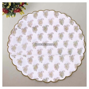 Handmade Printed Modern <b>Round</b> <b>Table</b> Napkin 100% Cotton Unique Design for Airplane, Hotels and Home Use EN003 - Product Image 1