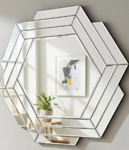 Elegant Antique-Style Venetian Accent <b>Mirror</b> Featuring Beveled Glass <b>Panels</b>, Ornate Floral Engravings, and Timeless European - Product Image 1