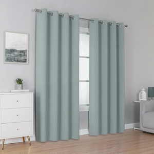 Rideaux occultants pour chambre à coucher, 2 panneaux, vente en gros fabricant, 100% coton, à œillets, texturés - Product Image 2