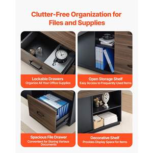 Escritorio Ejecutivo Moderno en Forma de L, Mesa de Oficina de Madera Resistente con Cajones, Gabinete de Almacenamiento, Capacidad de Carga de 350 Libras, Fácil Montaje - Product Image 4