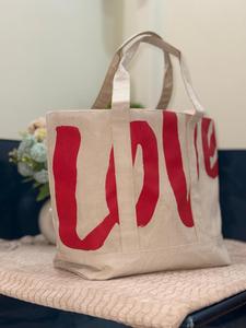Custom Woven Canvas Tote <b>Bag</b> with Letter Print Extra Large Size Zipper Closure Shoulder <b>Strap</b> <b>for</b> Daily Use - Product Image 1