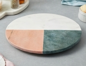 Elegant Round Marble Lazy Susan Turntable Triple Color <b>White</b> Pink Green Minimalist Kitchen Tableware Decor - Product Image 5