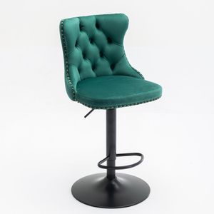 Modern Upholstered <b>Bar</b> <b>Stools</b> with Swivel Velvet Seat <b>Adjustable</b> 25 33 Inch Height 17.7 Inch Base Comfortable Backrest - Product Image 4