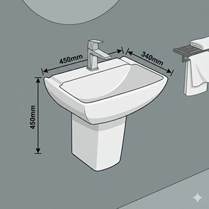 ชุดอ่างล้างหน้าแบบติดผนังทรงสี่เหลี่ยม ดีไซน์ทันสมัย ทำความสะอาดง่าย - Product Image 3