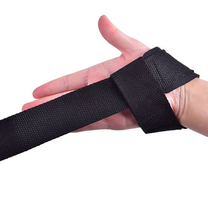 Bandes de poignet en coton et polyester pour le fitness, sangles de musculation en coton robustes avec logo personnalisé pour soulevé de terre - Product Image 3