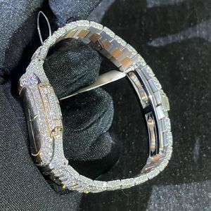 Relojes Clásicos Unisex Hechos a Mano con Diamantes Moissanite VVS1, Correa de Acero Inoxidable, Esfera Analógica Mecánica - Product Image 3