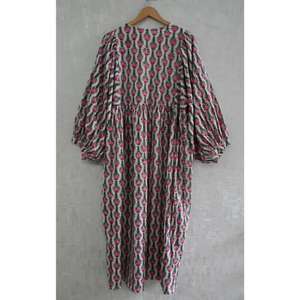 Robe maxi en coton imprimé à la main style bohème pour femmes, décontractée, respirante, lavable, tenue d'été naturelle - Product Image 5