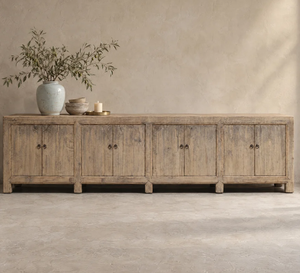 <b>Rustic</b> Solid Wood Sideboard 4 Door Storage <b>Cabinet</b> Antique Living Room Furniture Chinese Shanxi Style - Product Image 3