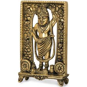 Estatua de Shri Krishna hecha a mano de 5 pulgadas como Shrinath Ji en escultura de latón para regalar hecha en la India - Product Image 4