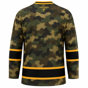 Maillot de hockey sur glace personnalisé camouflage, uniforme d'équipe sublimé, respirant, pour homme, entraînement, col en V à lacets, vêtements de sport - Product Image 2