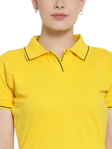 Polo pour femme en piqué de coton bordeaux à manches courtes, couleur unie, décontracté, en tissu tricoté, longueur standard, 100 % coton, ODM OEM - Product Image 5