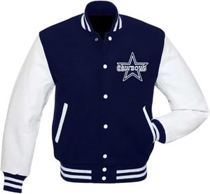 Chaqueta Varsity IDREESANDSONS para Hombre, Negra y Blanca, con Parche Bordado UR, Diseño Casual para Otoño, Cuello Camisero, Corte Regular - Product Image 4