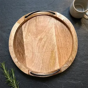 Plateau de service décoratif moderne en bois – Élégant accent d'intérieur, plateau de table en bois naturel fait main de qualité supérieure, élégant pour aliments et boissons - Product Image 5