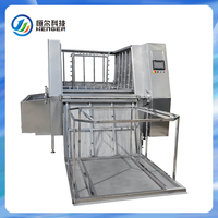 Machine de nettoyage de bacs à déchets sur roulettes HACCP, chariot de lavage pour cuisine centrale