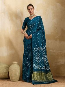 High Quality Bandhani Saree Handmade Tie Dye Gaji Silk Saree Traditional Indian Wear - Product Image 5
