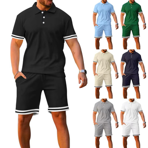 Conjunto de Ropa de Verano para Hombre, Camiseta de Manga Corta y Pantalones Cortos, Diseño Sólido, con Logotipo Personalizado, Gran Venta - Product Image 1
