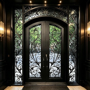 Portail Principal Traditionnel en Fer Forgé avec un Design Arqué à Volutes ; Moderne, Facile à Assembler et Résistant à la Rouille. - Product Image 3