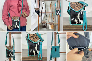 Bolsos de Mano Pequeños de Cuero Genuino Hechos a Mano de Moda 2025, Bolsos Cruzados Pequeños de Cuero Vacuno con Pelo para Mujer - Product Image 3