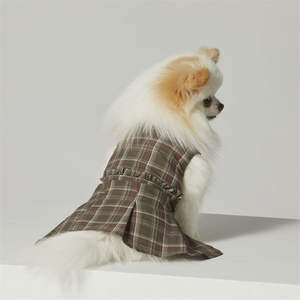 ODM Custom Retro Plaid Round Neck Button-up <b>Clothes</b> Dog Dresses - Product Image 3