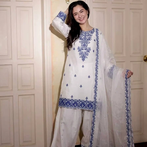 Embroidered <b>Kurta</b> Set with Dupatta | Cotton Ethnic Wear Suit for <b>Women</b> | Designer Festive & Casual Salwar Suit - Product Image 1