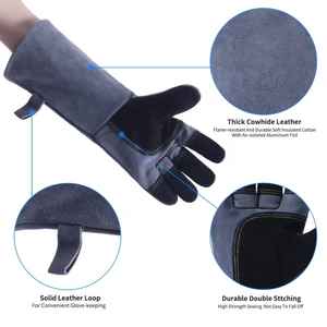 Guantes de seguridad, guantes de trabajo resistentes a cortes, guantes de cuero vacuno cosidos con Kevlar - Product Image 2