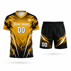 Conjunto de Camisetas de Fútbol Personalizadas para Adultos, Sublimadas, Cuello en V, Manga Corta, Absorben la Humedad, 100% Poliéster, Unisex, para Equipos de Fútbol - Product Image 5