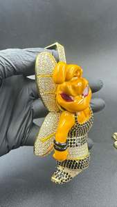 Colgante Personalizado de Abeja Reina en Plata 925, Estilo Hip Hop, con Incrustaciones de Diamantes, Colgante de Abeja de Dibujos Animados Personalizado para Hombre - Product Image 3