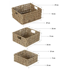 Juego de 3 Cestas de Almacenamiento Cuadradas de Mimbre, Cestas de Almacenamiento Hechas a Mano - Product Image 2