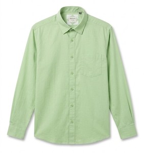 Camisa Casual de Verano para Hombre Enovate, Cuello Clásico, Manga Larga, Color Sólido, Transpirable, Tejido de Algodón - Product Image 1
