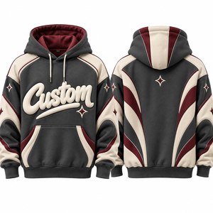 Sudadera con Capucha Personalizada con Estampado Puff para Hombre, Fabricante de Ropa Urbana, Sudadera Holgada al por Mayor - Product Image 1