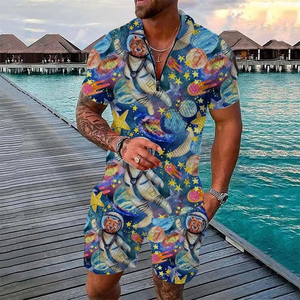 Conjunto de Camiseta Polo y Pantalones Cortos con Estampado Digital 3D de Animales Marinos, Cómodo y Transpirable, Éxito de Ventas del Verano 2026 - Product Image 2