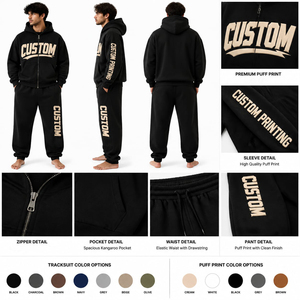 Custom French Terry Men's Tracksuit Oversized Drop Shoulder <b>Full</b> <b>Zip</b> <b>Hoodie</b> And Matching Jogger Two Piece Set For Men - Product Image 2