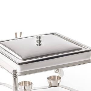 Calentador de Comida Tipo Buffet Cuadrado de Acero Inoxidable de Lujo, Juego de Recipientes para Calentar Comida con Soportes para Combustible - Product Image 5