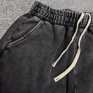 Pantalon de survêtement évasé déchiré et délavé à l'acide, style streetwear personnalisé, effet soleil, jambe large, 100 % coton, pour homme, effet vieilli vintage - Product Image 5