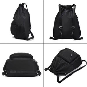 <b>Black</b> Drawstring <b>Backpack</b> Waterproof Drawstring Gym Bag Men Women Small Cinch Sack Basketball Pull String Sport Bag Soccer - Product Image 2