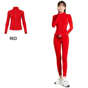 Conjunto Deportivo Vintage para Mujer, Cuello Alto, Ajustado, Cortavientos, Transpirable, Tallas Grandes, Chaqueta Larga para Running, Fitness y Pilates - Product Image 5
