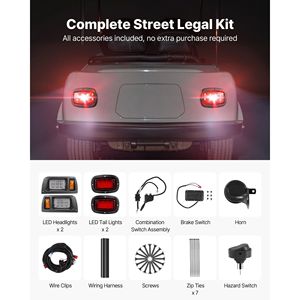 Kit Luci per Golf Cart 12 Volt Omologato per Strada con Fari LED, Luci Posteriori, Indicatori di Direzione e Interruttore di Emergenza con Cablaggio - Product Image 6