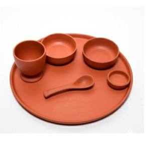 Service de vaisselle artisanal en argile biodégradable et réutilisable, petit format, avec conception anti-fuite, en stock - Product Image 3