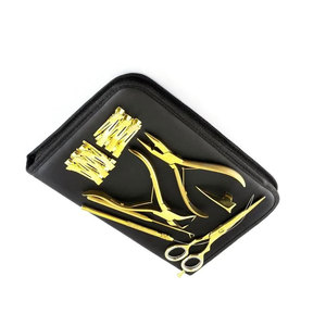 Professional Hair Extension Tools Kit with <b>Silicone</b> <b>Beads</b> in Black Brown and Beige Microlink Pliers Scissors Loop and Hook - Product Image 5