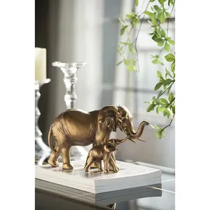 Figurine d'éléphant en laiton plaqué or, sculpture animale, décoration d'intérieur, art de moulage 3D, statuette décorative - Product Image 2