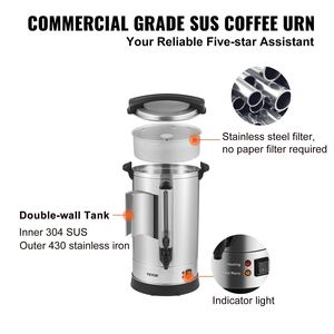 Urne à café commerciale en acier inoxydable 1500W 110V, 65 tasses, grande machine à thé électrique, distributeur, brassage rapide - Product Image 6
